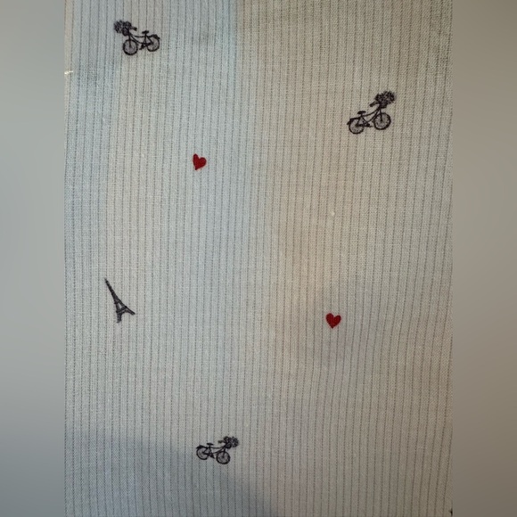 RAILS XS Taylor Little Paris Motif White Pinstripe Eiffel Tower Bicycle Whimsy - Picture 4 of 14